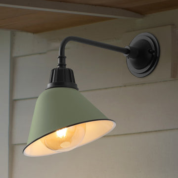 Croydon 9.63"  Farmhouse Industrial Indoor/Outdoor Iron LED Gooseneck Arm Outdoor Sconce
